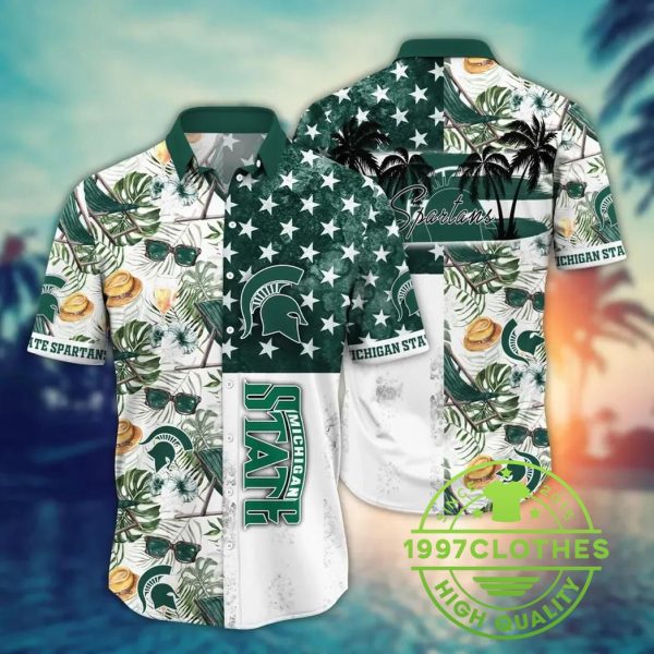 Michigan State Spartans NCAA Flower Aloha Hawaiian Shirt 8, Michigan State Spartans Hawaiian Shirt