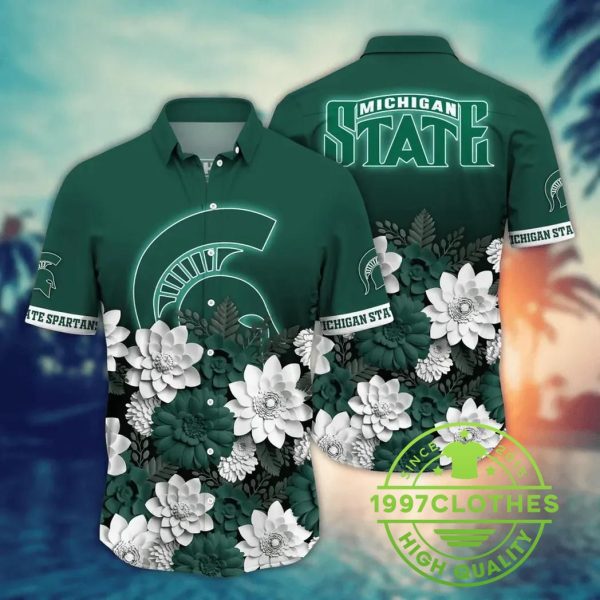 Michigan State Spartans NCAA Flower Aloha Hawaiian Shirt 9, Michigan State Spartans Hawaiian Shirt