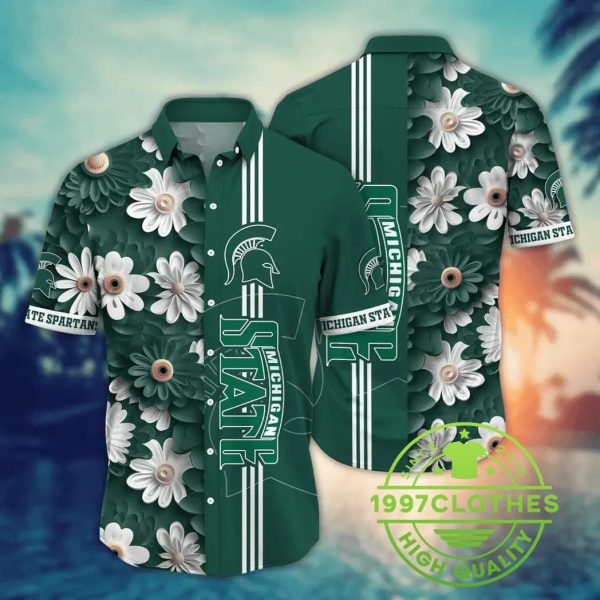 Michigan State Spartans Style Hot Trending Summer NCAA Flower Aloha Hawaiian Shirt, Michigan State Spartans Hawaiian Shirt