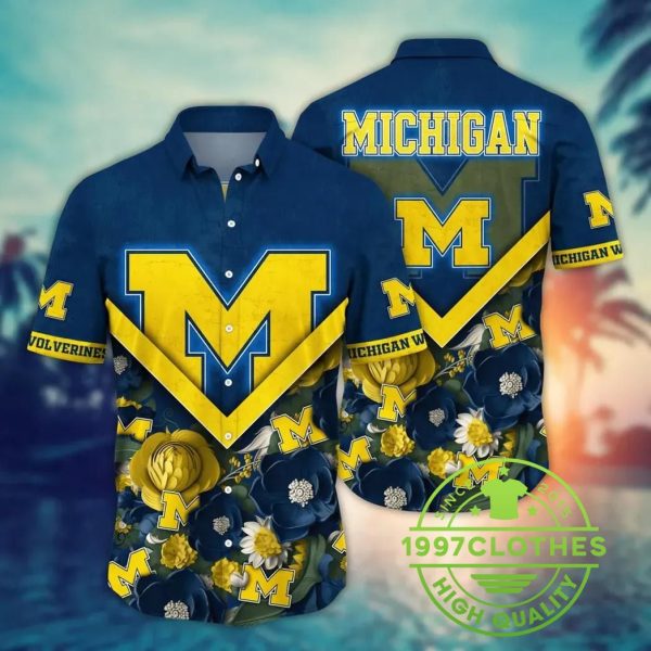 Michigan Wolverines Style Hot Trending Summer NCAA Flower Aloha Hawaiian Shirt, Michigan Wolverines Hawaiian Shirt