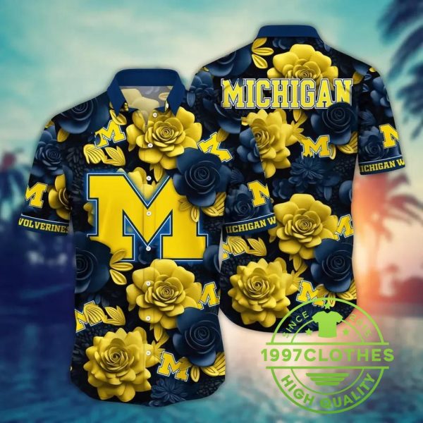 Michigan Wolverines Style Hot Trending Summer NCAA Flower Aloha Hawaiian Shirt 4, Michigan Wolverines Hawaiian Shirt