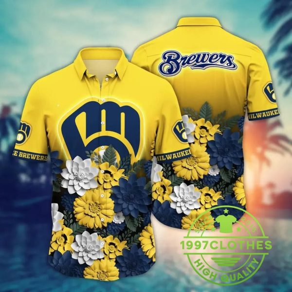 Milwaukee Brewers MLB Flower Aloha Hawaiian Shirt 12, MLB Hawaiian Shirt