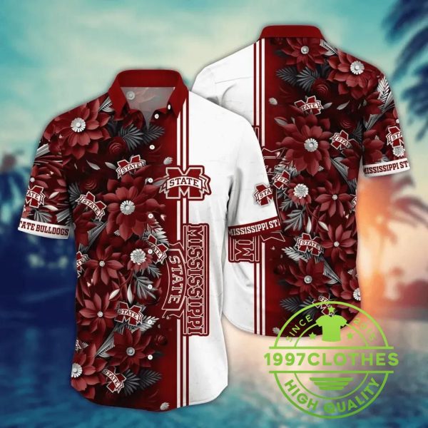 Mississippi State Bulldogs NCAA Flower Aloha Hawaiian Shirt 1, Mississippi State Bulldogs Hawaiian Shirt