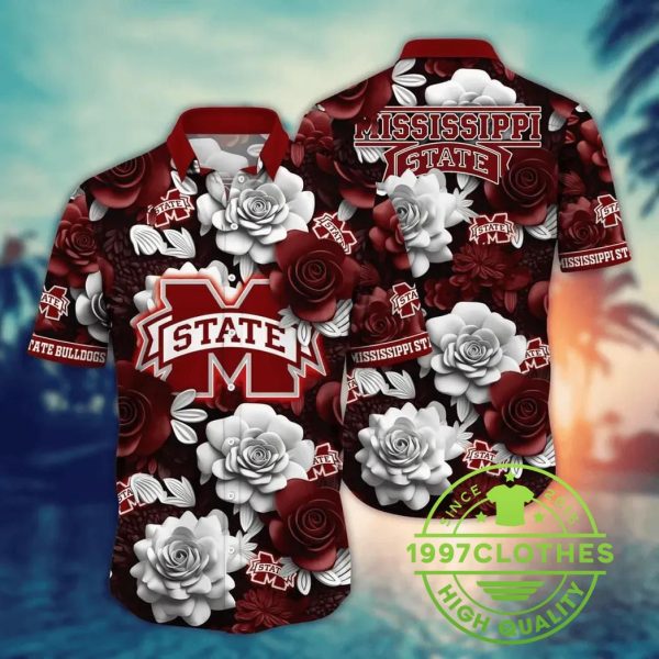 Mississippi State Bulldogs NCAA Flower Aloha Hawaiian Shirt 4, Mississippi State Bulldogs Hawaiian Shirt