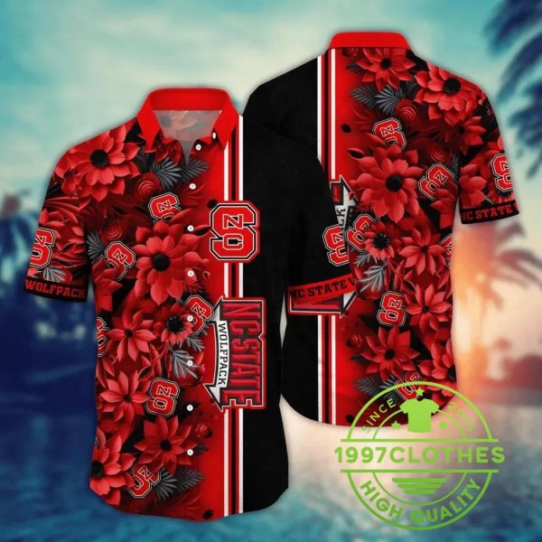 NC State Wolfpack NCAA Flower Aloha Hawaiian Shirt 1, NC State Wolfpack Hawaiian Shirt