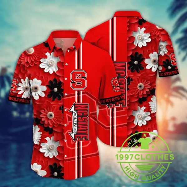 NC State Wolfpack Style Hot Trending Summer NCAA Flower Aloha Hawaiian Shirt, NC State Wolfpack Hawaiian Shirt