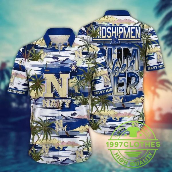 Navy Midshipmen NCAA Flower Aloha Hawaiian Shirt 5, Navy Midshipmen Hawaiian Shirt