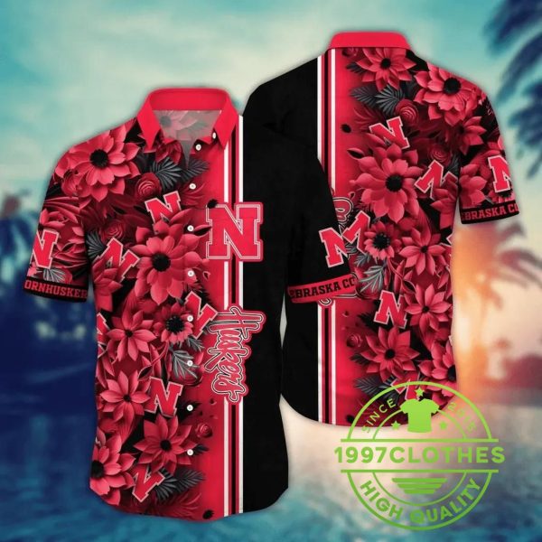 Nebraska Cornhuskers NCAA Flower Aloha Hawaiian Shirt 1, Nebraska Cornhuskers Hawaiian Shirt