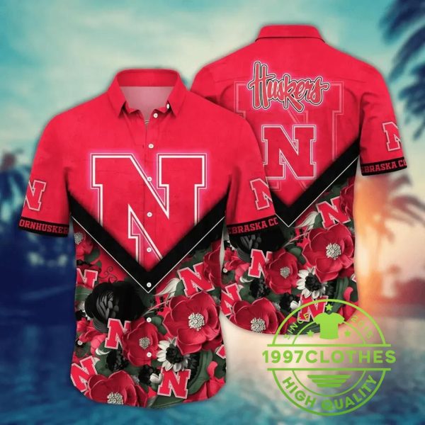 Nebraska Cornhuskers NCAA Flower Aloha Hawaiian Shirt, Nebraska Cornhuskers Hawaiian Shirt