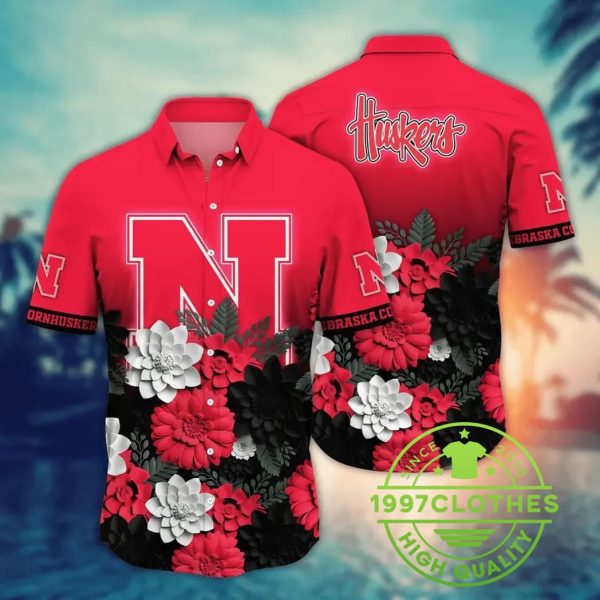 Nebraska Cornhuskers NCAA Flower Aloha Hawaiian Shirt 10, Nebraska Cornhuskers Hawaiian Shirt