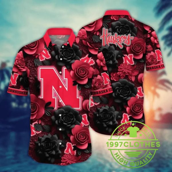 Nebraska Cornhuskers NCAA Flower Aloha Hawaiian Shirt 4, Nebraska Cornhuskers Hawaiian Shirt