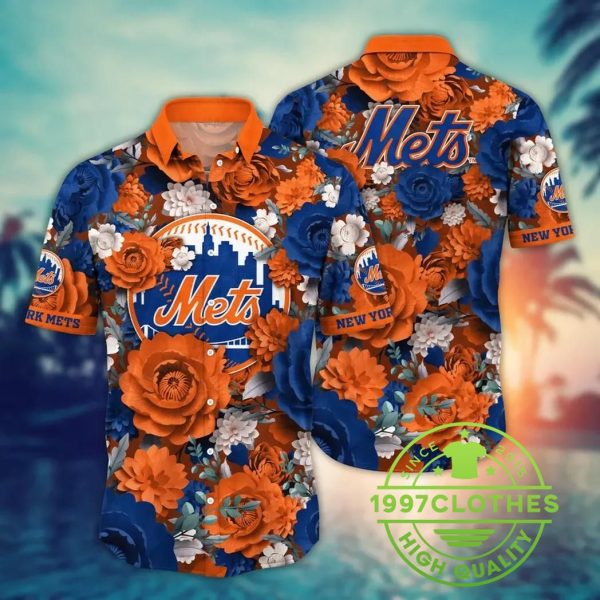 New York Mets MLB Flower Aloha Hawaiian Shirt, MLB Hawaiian Shirt