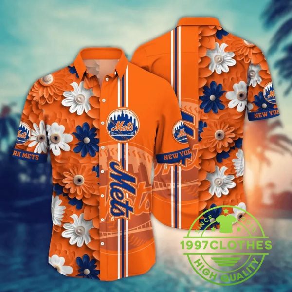 New York Mets MLB Flower Aloha Hawaiian Shirt 10, MLB Hawaiian Shirt