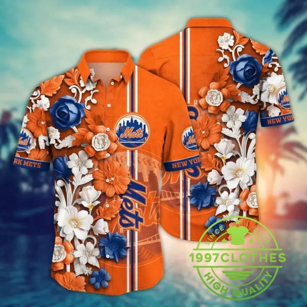 New York Mets MLB Flower Aloha Hawaiian Shirt 13, MLB Hawaiian Shirt