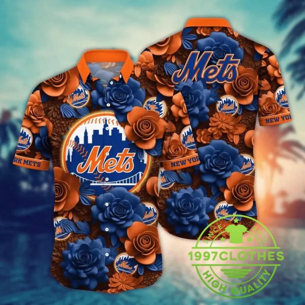 New York Mets MLB Flower Aloha Hawaiian Shirt 15, MLB Hawaiian Shirt