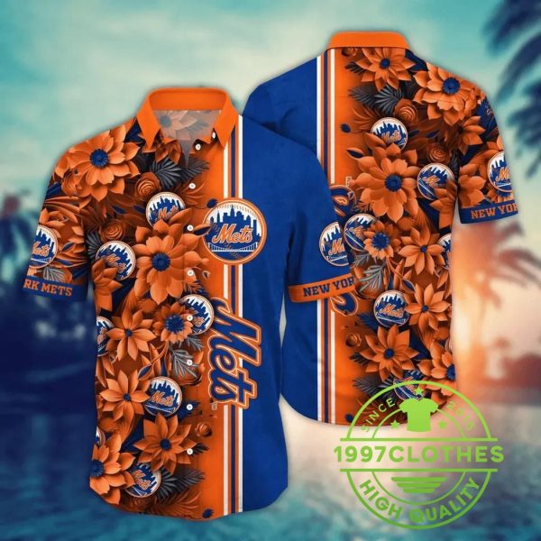 New York Mets MLB Flower Aloha Hawaiian Shirt 2, MLB Hawaiian Shirt