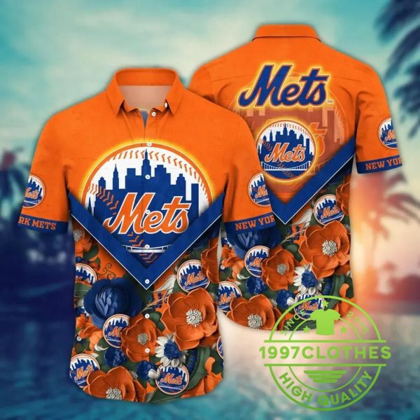 New York Mets MLB Flower Aloha Hawaiian Shirt 4, MLB Hawaiian Shirt