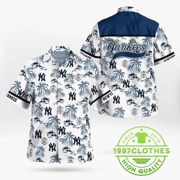 New York Yankees Beach Hawaiian Shirt Unisex Button Down Shirt, MLB Hawaiian Shirt