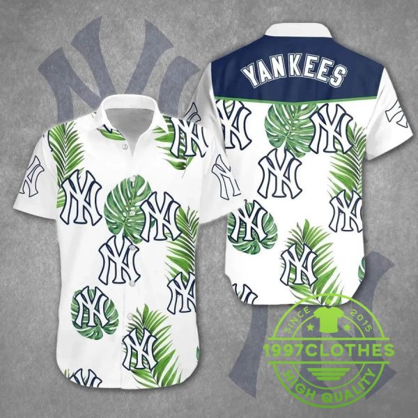 New York Yankees Hawaiian Shirt Palm Trees Pattern Gift For Beach Trip, MLB Hawaiian Shirt