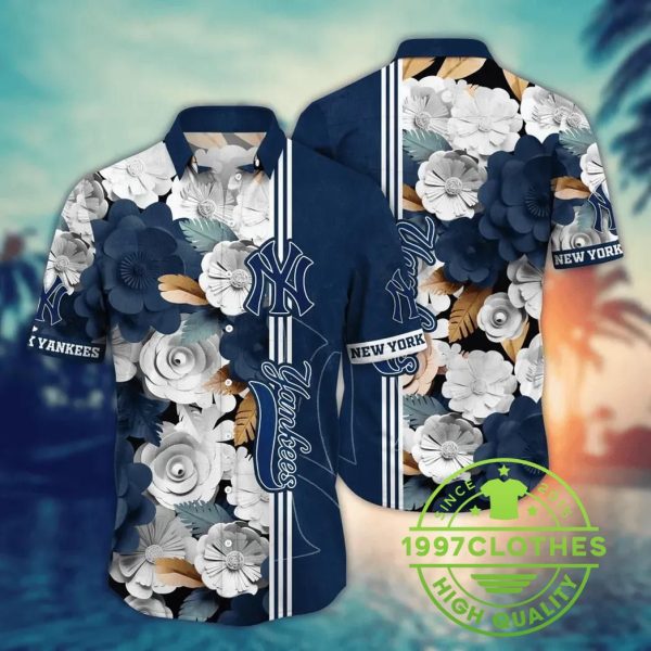 New York Yankees MLB Flower Aloha Hawaiian Shirt 11, MLB Hawaiian Shirt