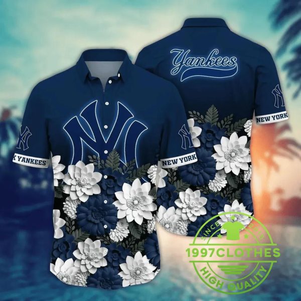 New York Yankees MLB Flower Aloha Hawaiian Shirt 12, MLB Hawaiian Shirt