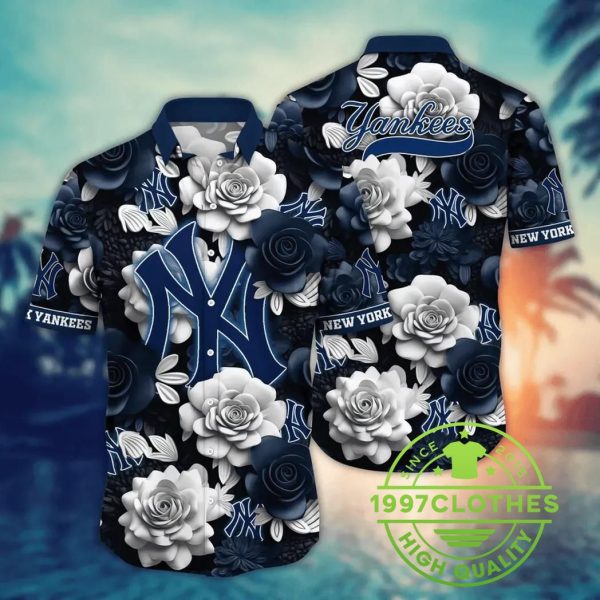 New York Yankees MLB Flower Aloha Hawaiian Shirt 14, MLB Hawaiian Shirt