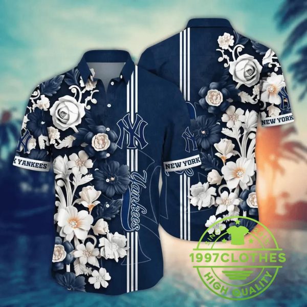 New York Yankees MLB Flower Aloha Hawaiian Shirt 15, MLB Hawaiian Shirt