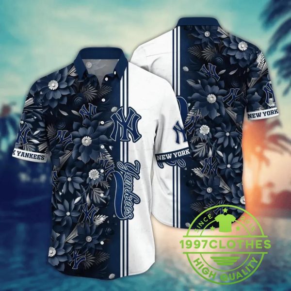 New York Yankees MLB Flower Aloha Hawaiian Shirt 2, MLB Hawaiian Shirt