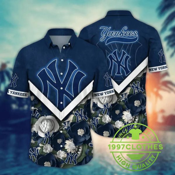 New York Yankees MLB Flower Aloha Hawaiian Shirt 4, MLB Hawaiian Shirt