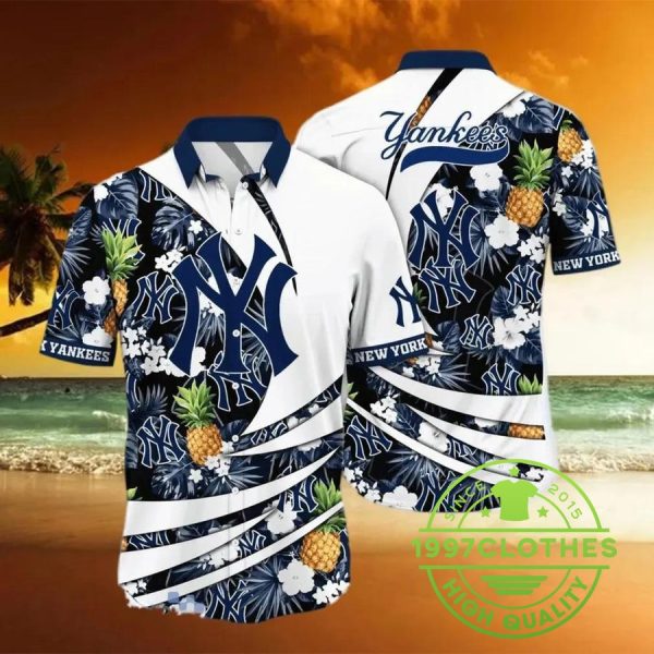 New York Yankees MLB Flower Hawaiian Shirt, MLB Hawaiian Shirt