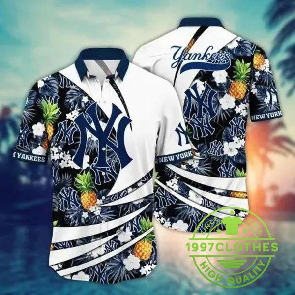 New York Yankees MLB Flower Yankees Hawaiian Shirt,  MLB Hawaiian Shirt