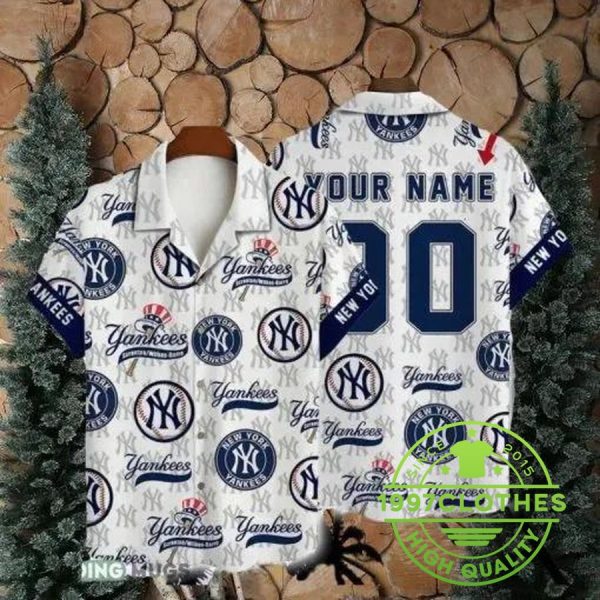 New York Yankees MLB Custom Name And Number Summer 3D Hawaiian Shirt, MLB Hawaiian Shirt