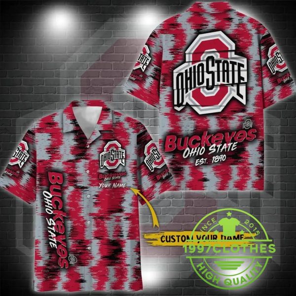 Ohio State Buckeyes Aloha Hawaiian Shirt Custom Your Name, Ohio State Buckeyes Hawaiian Shirt