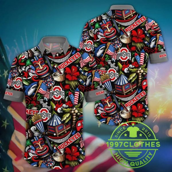 Ohio State Buckeyes Style Hot Trending Summer NCAA Flower Aloha Hawaiian Shirt 11, Ohio State Buckeyes Hawaiian Shirt