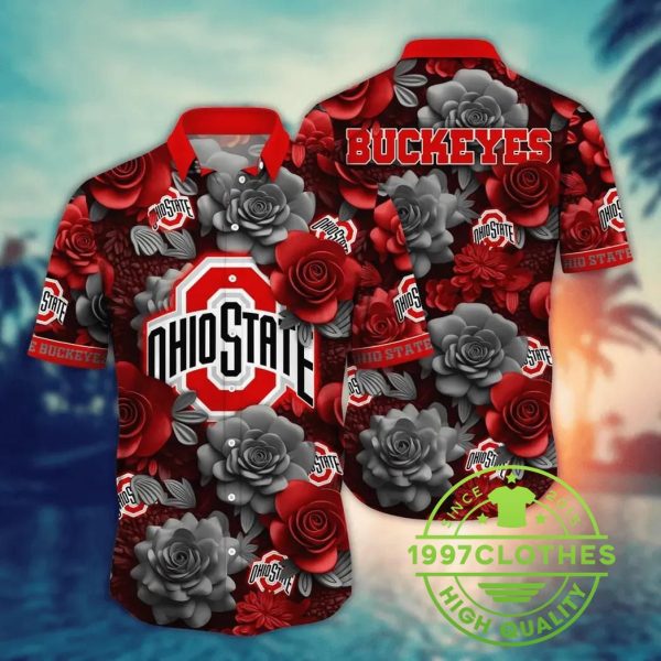 Ohio State Buckeyes Style Hot Trending Summer NCAA Flower Aloha Hawaiian Shirt 3, Ohio State Buckeyes Hawaiian Shirt