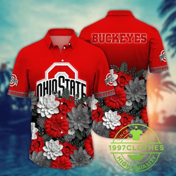 Ohio State Buckeyes Style Hot Trending Summer NCAA Flower Aloha Hawaiian Shirt 9, Ohio State Buckeyes Hawaiian Shirt