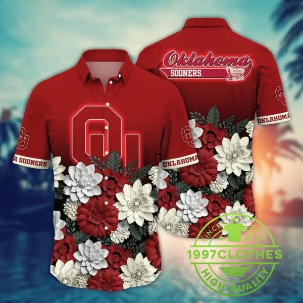 Oklahoma Sooners NCAA Flower Aloha Hawaiian Shirt 9, Oklahoma Sooners Hawaiian Shirt