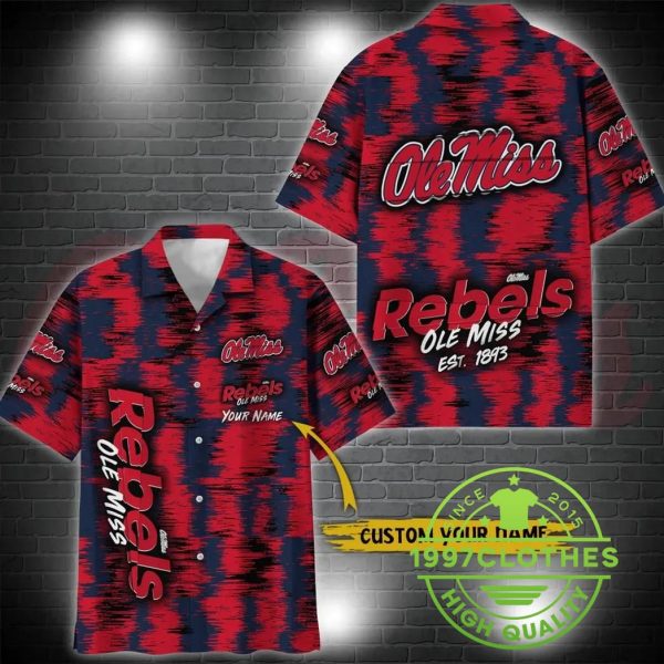 Ole Miss Rebels Aloha Hawaiian Shirt Custom Your Name, Ole Miss Rebels Hawaiian Shirt