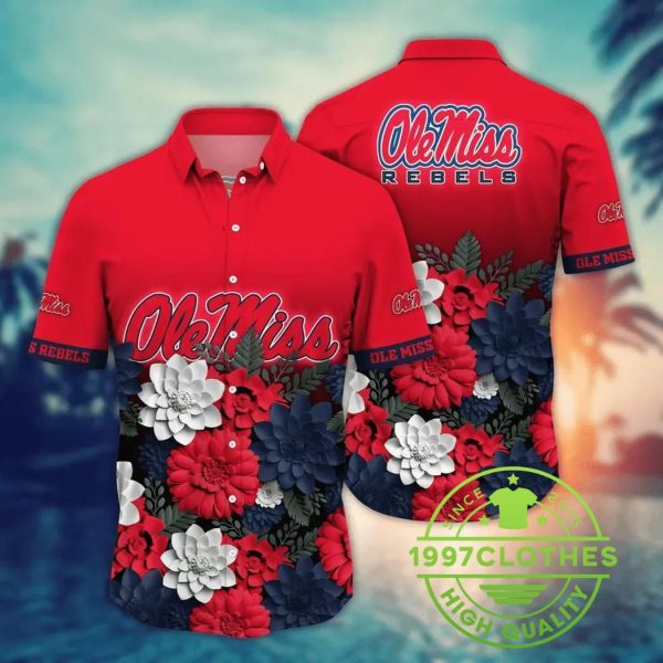 Ole Miss Rebels NCAA Flower Aloha Hawaiian Shirt 10, Ole Miss Rebels Hawaiian Shirt