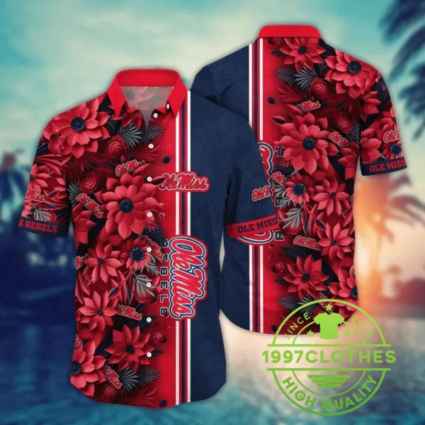 Ole Miss Rebels NCAA Flower Aloha Hawaiian Shirt 1, Ole Miss Rebels Hawaiian Shirt