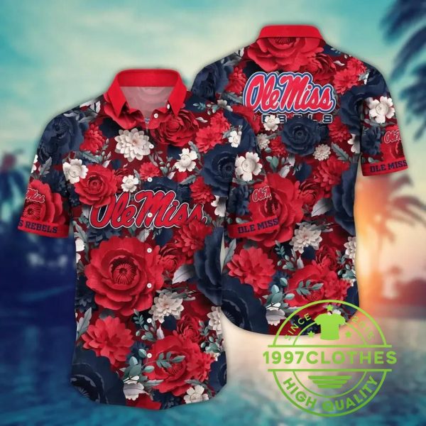 Ole Miss Rebels NCAA Flower Aloha Hawaiian Shirt 2, Ole Miss Rebels Hawaiian Shirt