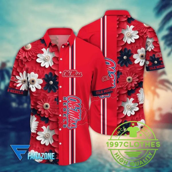 Ole Miss Rebels Style Hot Trending Summer NCAA Flower Aloha Hawaiian Shirt, Ole Miss Rebels Hawaiian Shirt