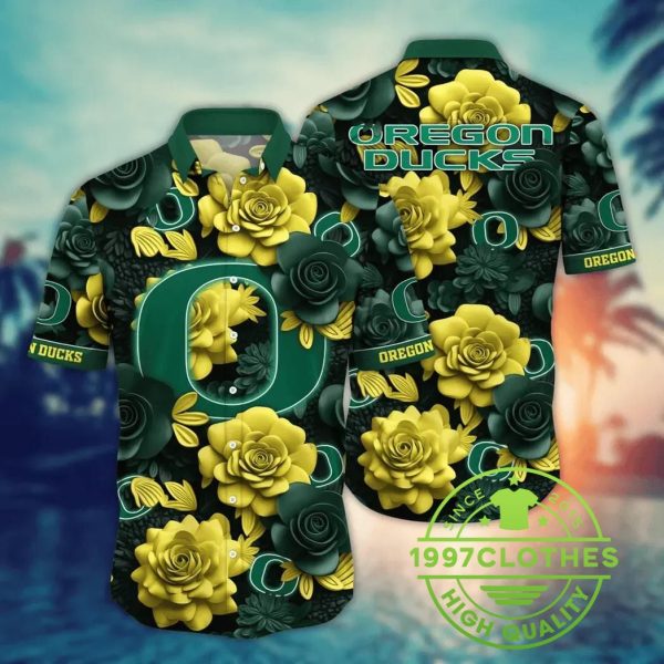 Oregon Ducks NCAA Flower Aloha Hawaiian Shirt 4, Oregon Ducks Hawaiian Shirt