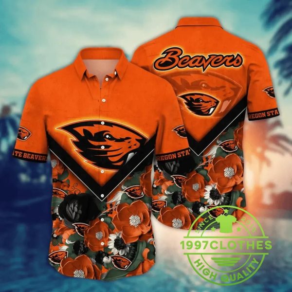 Oregon State Beavers NCAA Flower Aloha Hawaiian Shirt, Oregon State Beavers Hawaiian Shirt