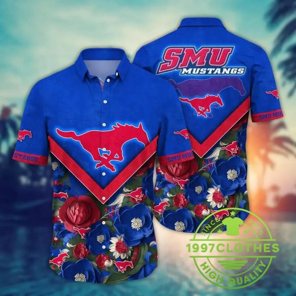 SMU Mustangs NCAA Flower Aloha Hawaiian Shirt 1, SMU Mustangs Hawaiian Shirt