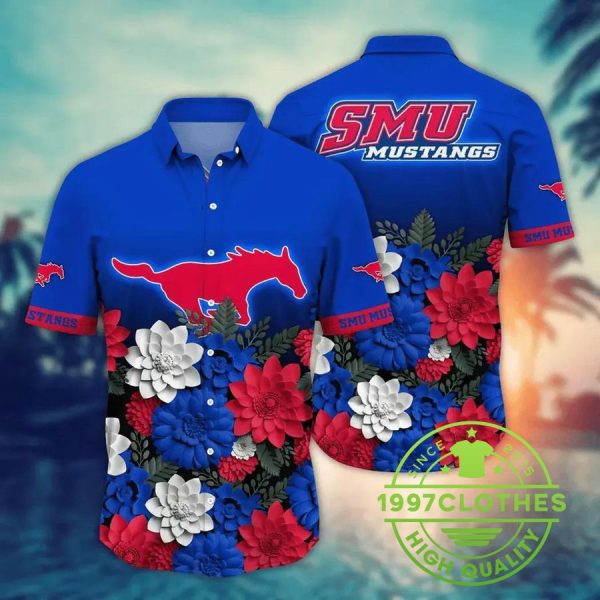 SMU Mustangs NCAA Flower Aloha Hawaiian Shirt 10, SMU Mustangs Hawaiian Shirt