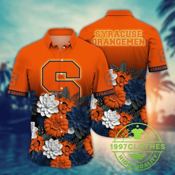 Syracuse Orange NCAA Flower Aloha Hawaiian Shirt 10, Syracuse Orange Hawaiian Shirt