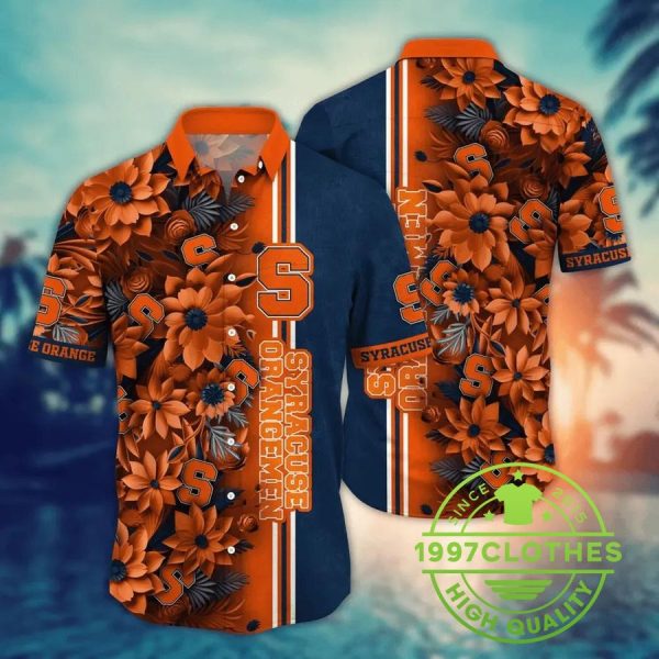 Syracuse Orange NCAA Flower Aloha Hawaiian Shirt, Syracuse Orange Hawaiian Shirt