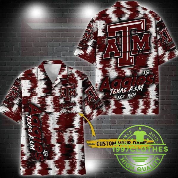 Texas A&M Aggies Aloha Hawaiian Shirt Custom Your Name, Texas A&M Aggies Hawaiian Shirt