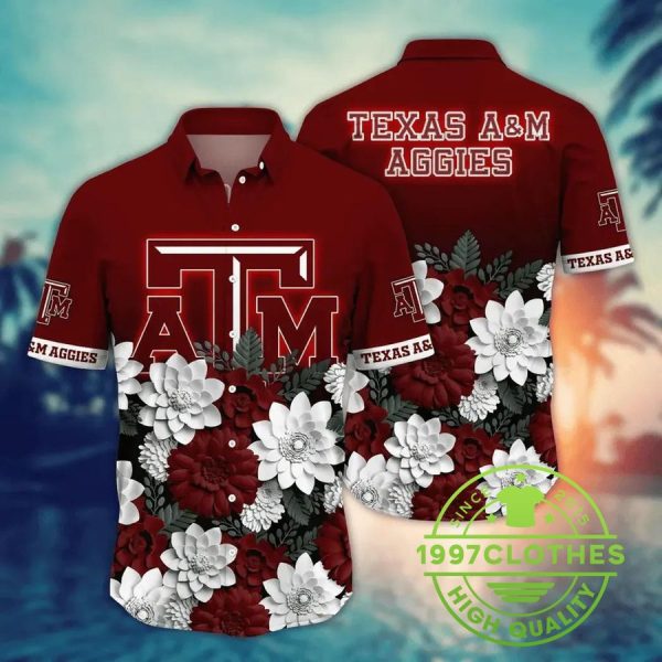 Texas A&M Aggies NCAA Flower Aloha Hawaiian Shirt 10, Texas A&M Aggies Hawaiian Shirt